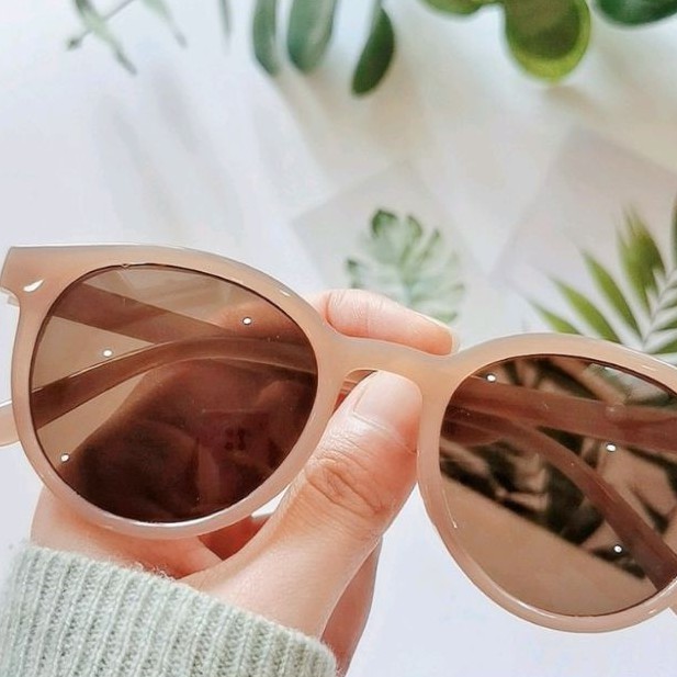 Kacamata Hitam pelindung UV pria pelindung mata Frame kacamata bulat