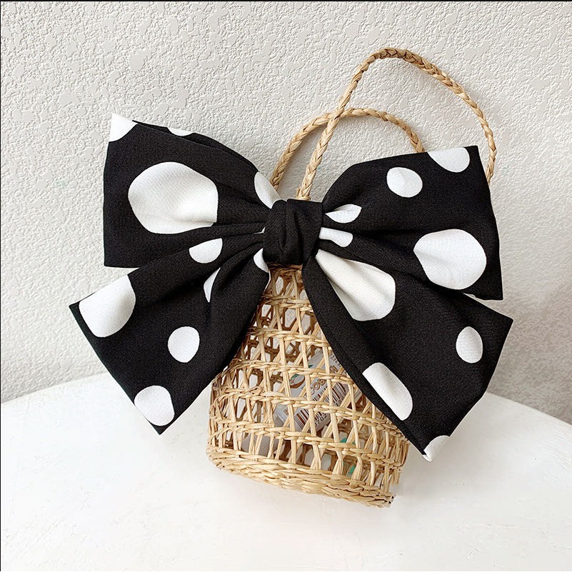 Jepit Rambut Pita Besar Polkadot Wanita Gaya Korea Aksesoris Rambut Fashion Import