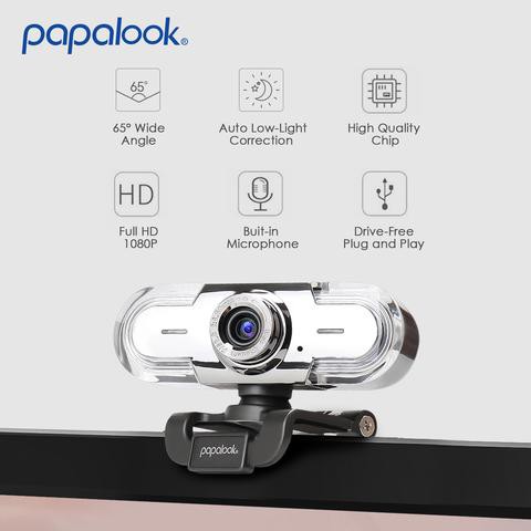 Webcam papalook HD 30FPS 1080P built in microphone PA452 - web camera pc Pa-452