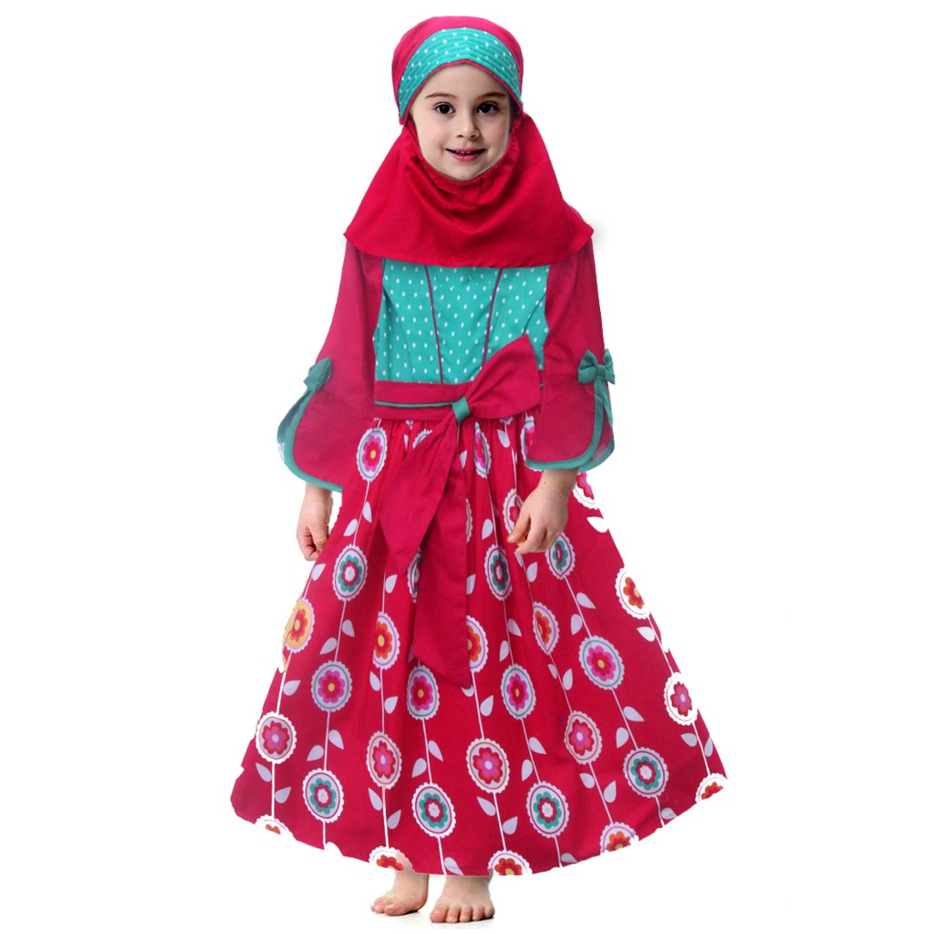 Two Mix Baju Muslim Anak - Dress Muslim Anak - Gamis Anak Perempuan - Baju Anak Muslim -  2810
