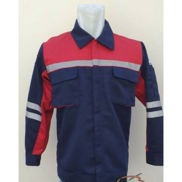 SERAGAM SAFETY NAVY MERAH LENGAN DOBLE SCOTLIGT