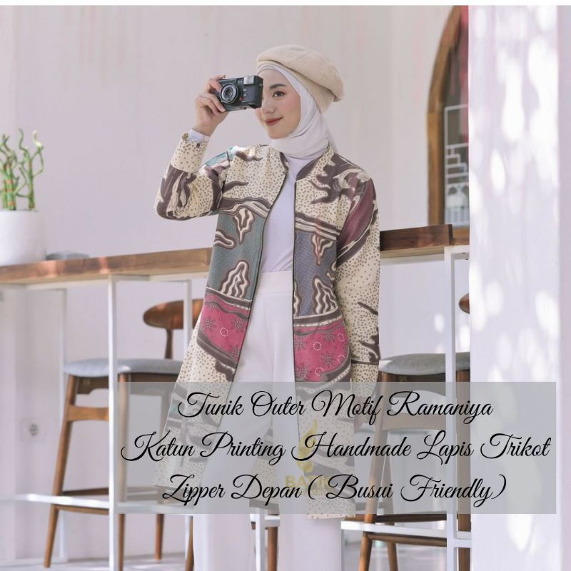 Tunik Batik Printing Motif Ramaniya Prabuseno Original Atasan Cewek Wanita Zipper Delan Busui Friend
