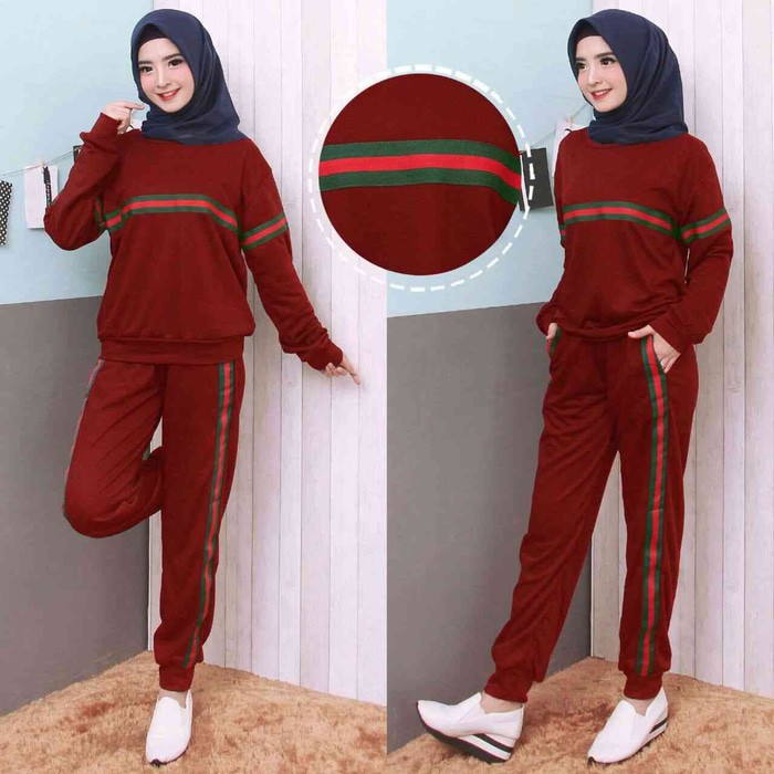 [Stelan Berry Joger Maroon Pita Gucci LO]setelan wanita babytery maron