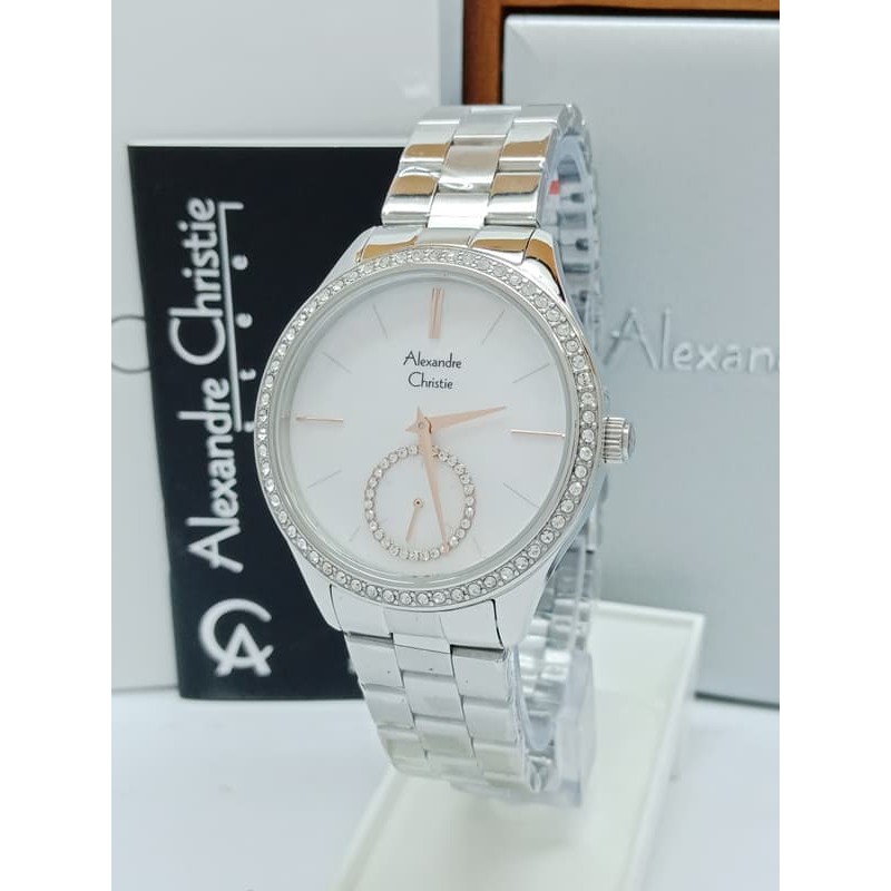 jam tangan wanita alexandre christie original AC 2715BF FULL SILVER