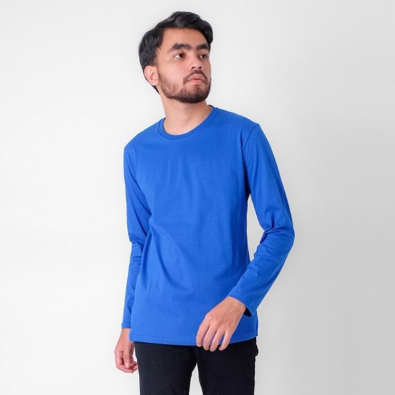 5 Warna -  Baju Kaos Polos Pria Kaon Lengan Panjang Bahan Premium Cotton Combed 30s Garansi Original