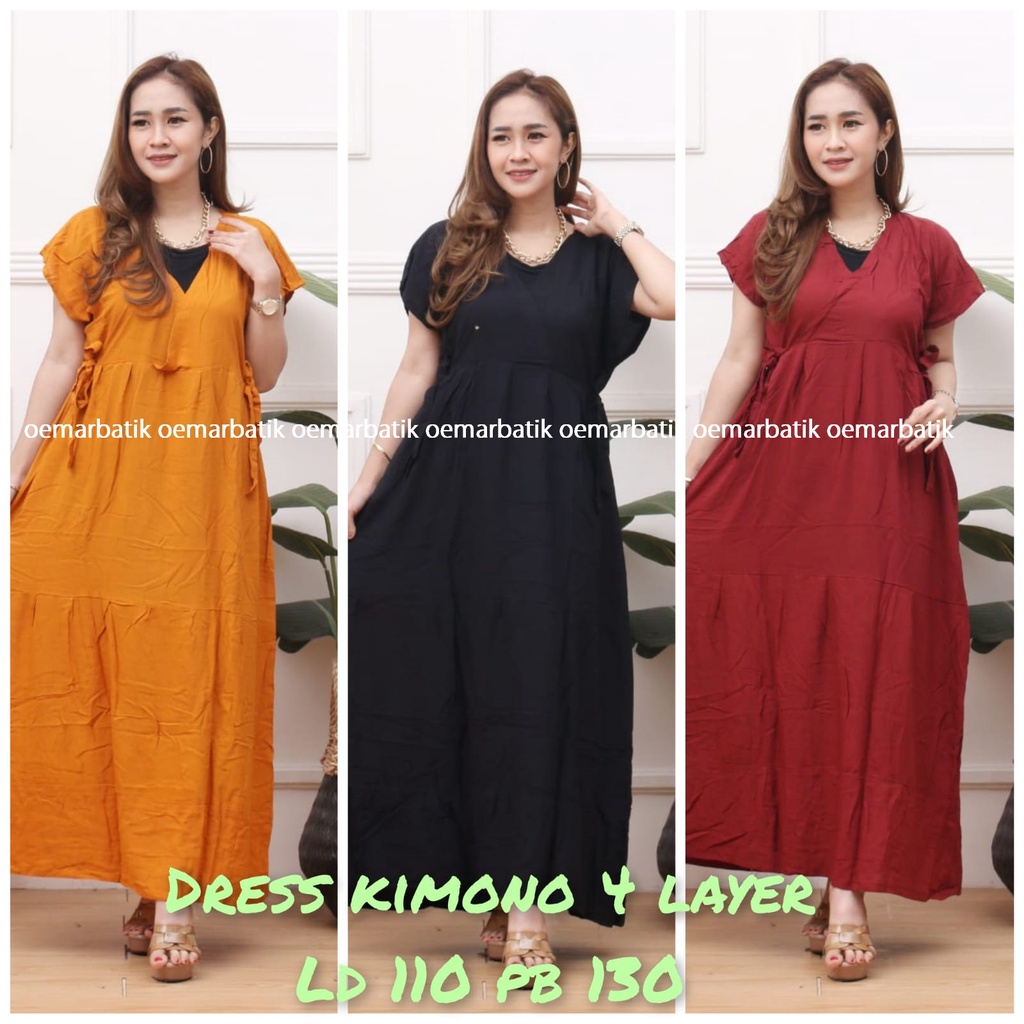 DRES KIMONO PANJANG REMPEL || 4 layer || 4 Tali || LD 110 PB 130 || BISA COD