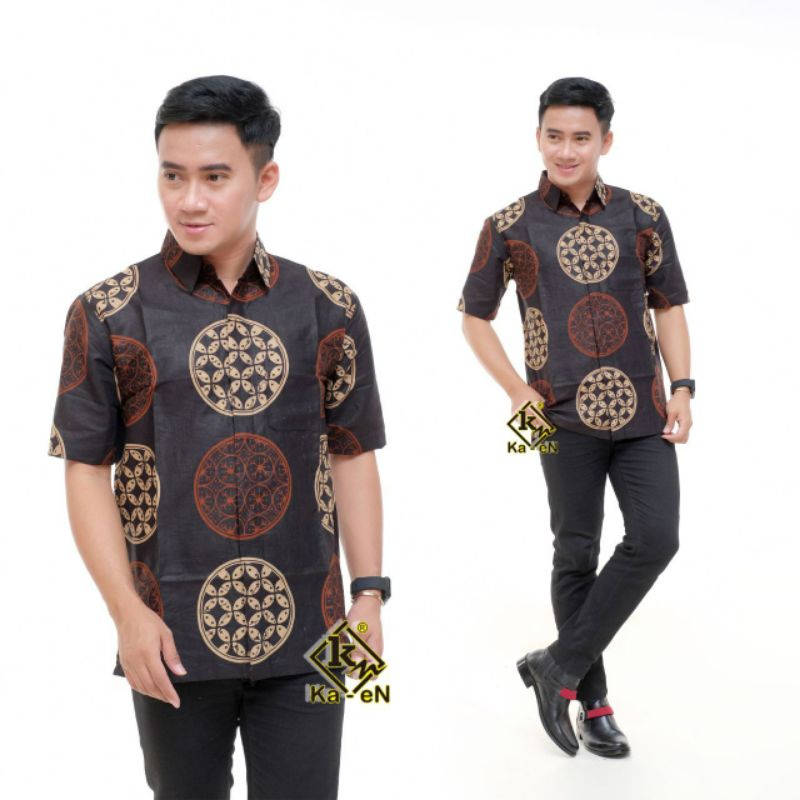 Batikalina - Batik Pria Lengan Pendek MOTIF Hem Baju Batik Pria Kemeja Batik Pria Size M L XL XXL Seragam Batik Kerja