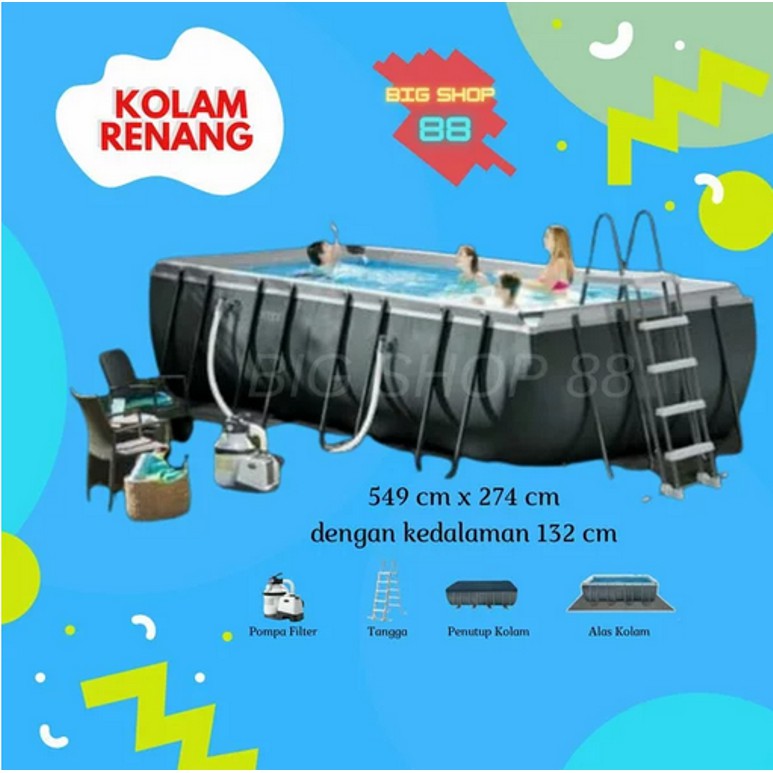 INTEX KOLAM RENANG PORTABLE KOLAM RENANG ANAK JUMBO ULTRA PRISM FRAME POOL 5 METER 549X274X132CM