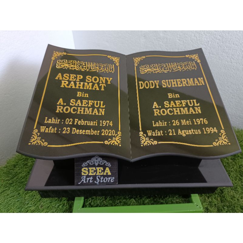 BATU NISAN MAKAM MAESAN BUKU DUDUKAN FULL GRANIT TILE  + PACKING KAYU