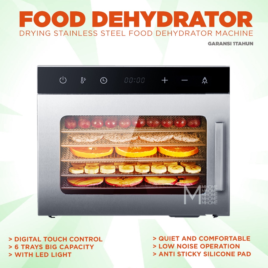 PAPALOLO Drying Stainless Steel Food Dehydrator Machine 6 Trays SS-06H