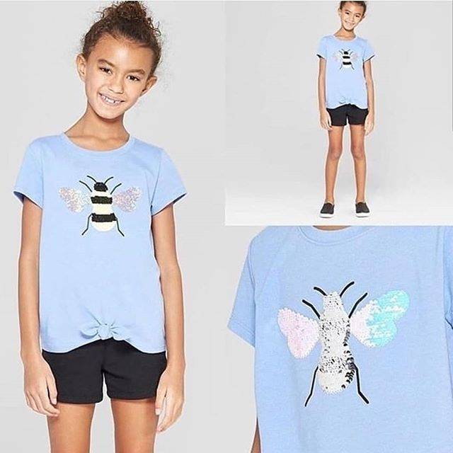 Kaos Cat and Jack Flip Sequin Biru Lebah Bisa Bolak balik Anak baby perempuan cewek dewasa