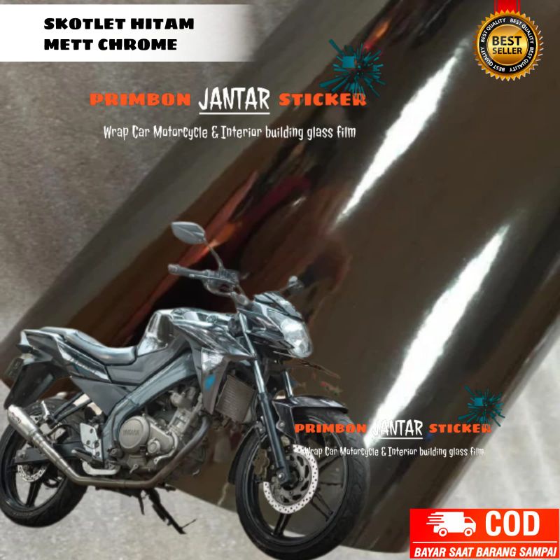 SKOTLET MOTOR METALIK KROM HITAM MIRROR STIKER SKOTLET METT CHROM MIRROR SEMUA WARNA MERK INFINITY