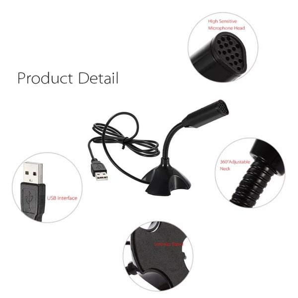 Microphone Mini USB Studio Speech Gaming Untuk PC Komputer Laptop