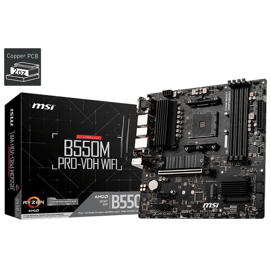 MSI B550M Pro-VDH Wifi (AM4, AMD Promontory B550, DDR4, USB3.2, SATA3)