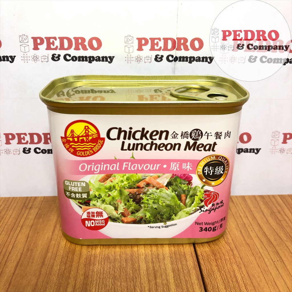 

Golden bridge chicken luncheon meat 340 gram - daging ayam kaleng no msg
