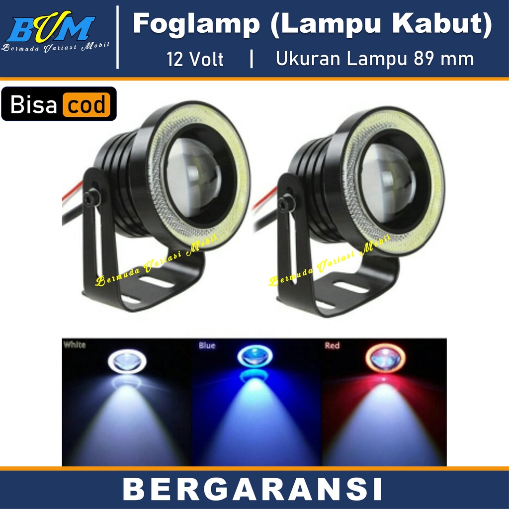 Lampu Kabut Mobil LED Foglamp Bulat 89 mm MERAH - Lampu Kabut Avanza Sigra Ayla Panther Mobilio