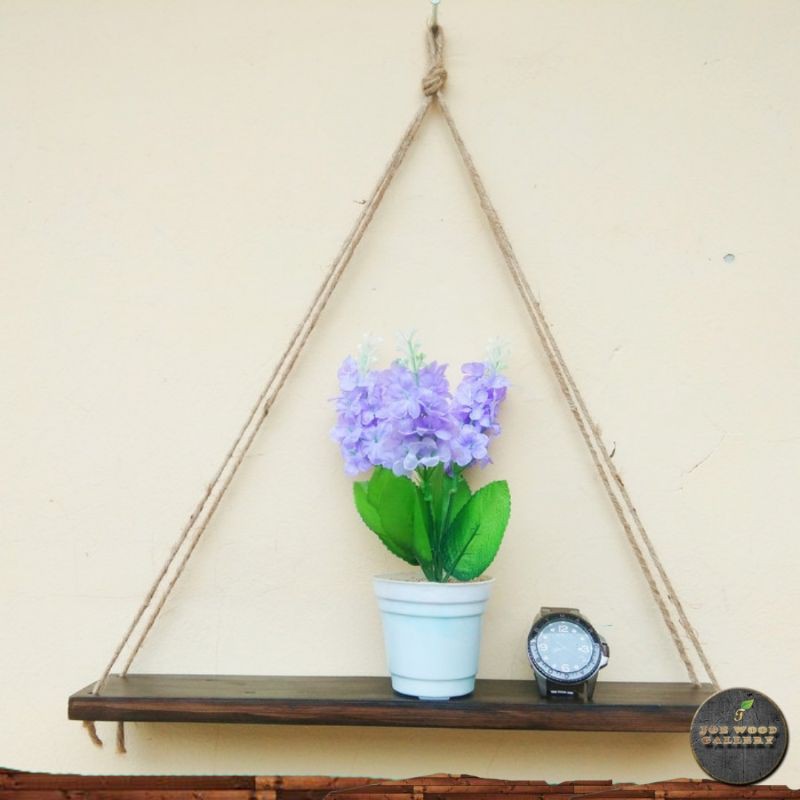 rak kayu | rak dinding | ambalan gantung tali | hiasan kamar | hiasan rumah | dekorasi kamar