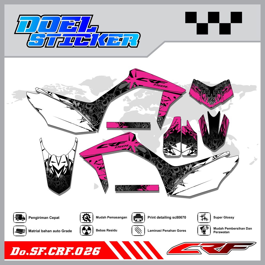 Sticker Striping Semifull CRF 150L List Variasi Hologram Pelangi,Crome Doel   026