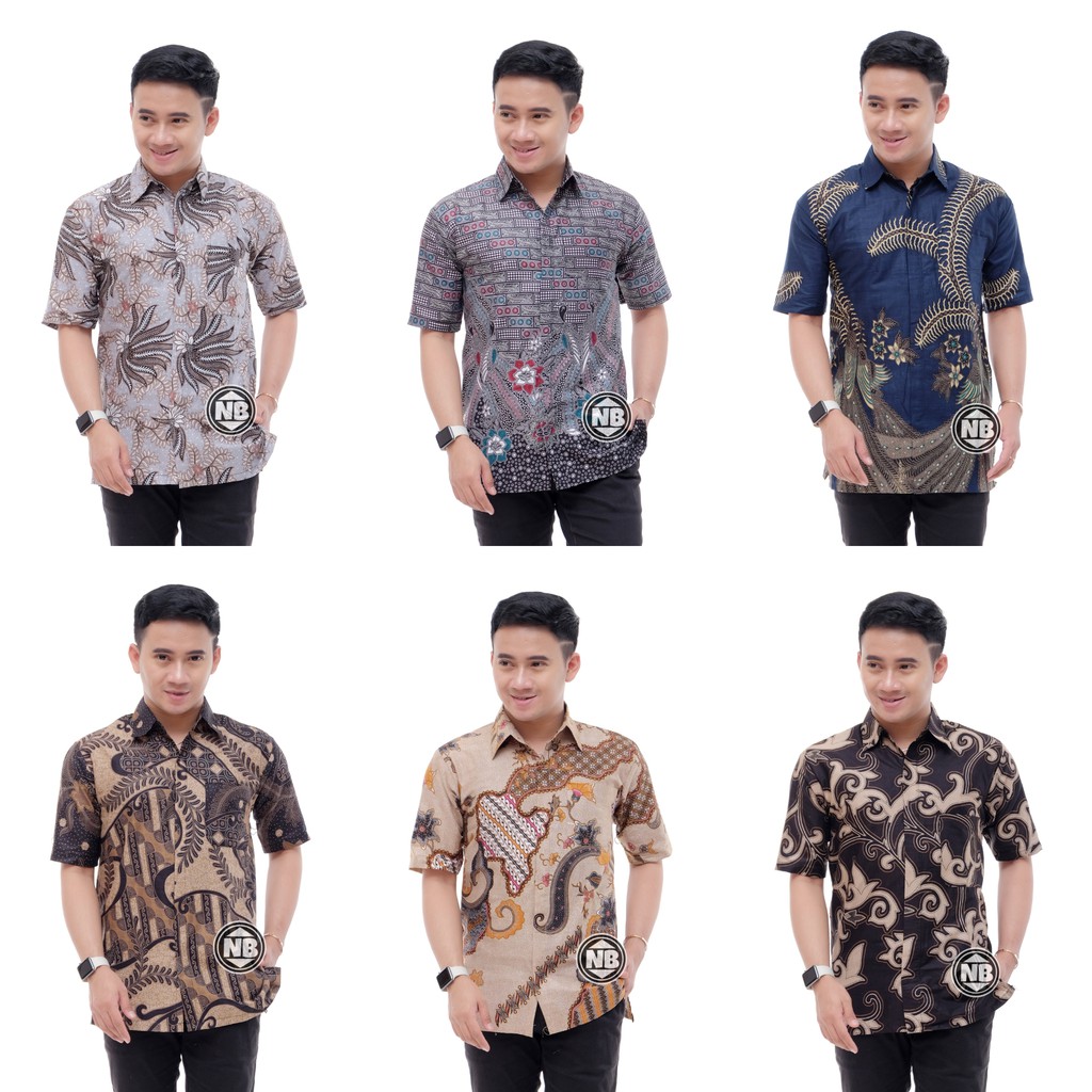 022 Zahira Batik HRB026 Kenongo Hem Kemeja Batik Pria Lengan Pendek Batik Nakula Katun Halus M L XL