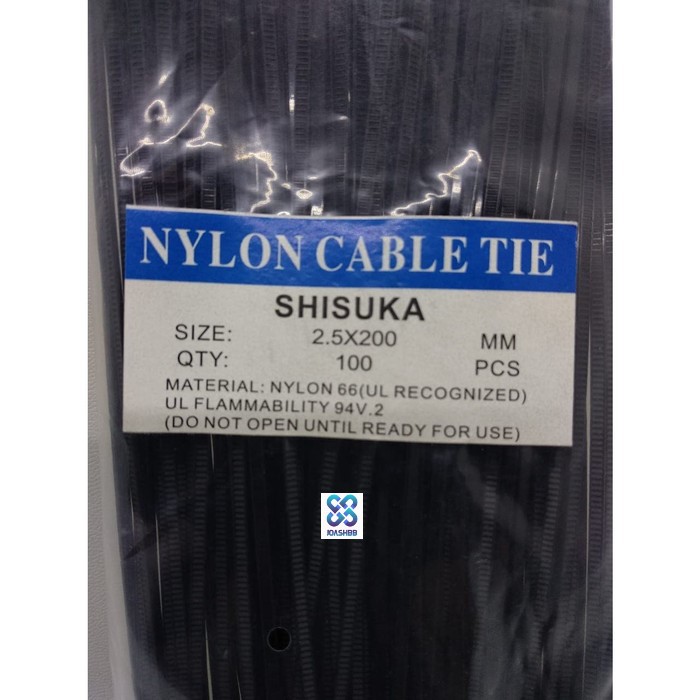 Kabel Ties shisuka 2.5x200 mm (20cm) isi 100bh Hitam Putih, Cable Tie/ Pengikat Kabel/ Dasi Kable