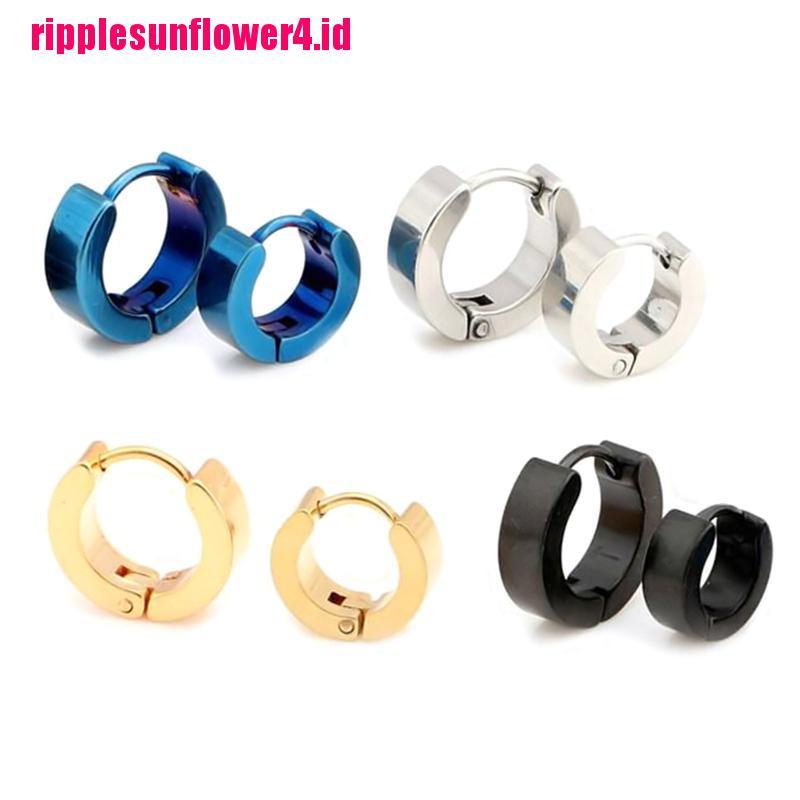 1 Pasang Anting Hoop Bahan Stainless Steel Gaya PUNK Untuk Pria Dan Wanita