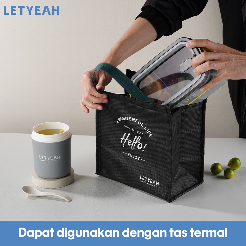 letyeah Lunch box set dengan mangkuk sup portabel /tas bekal set /1600ml kotak makan set /tempat bekal makan anti tumpah /BPA free