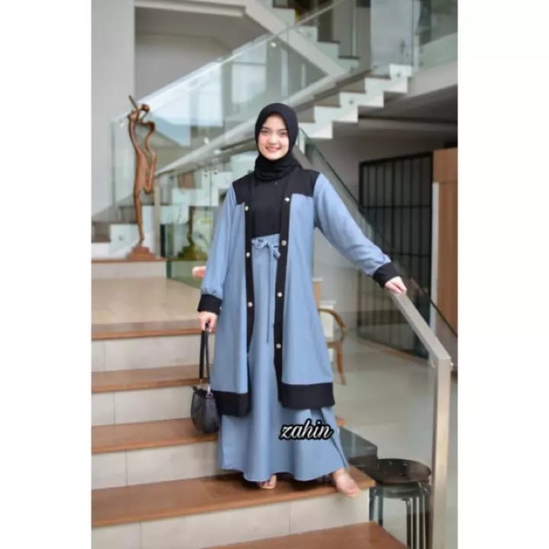 (GRATIS ONGKIR) TERLARISS GAMIS ITY CREPE OUTER ZASKIA KOMBI / LAILA DRESS DRESS LAYLA  ORI ZAHIN TE