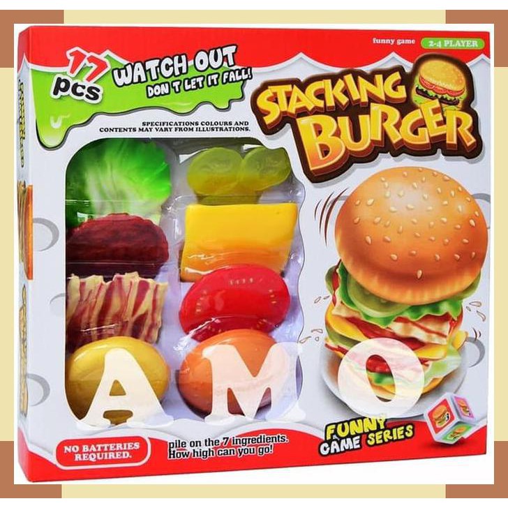 STACKING BURGER - MAINAN EDUKASI EDUKATIF ANAK HAMBURGER