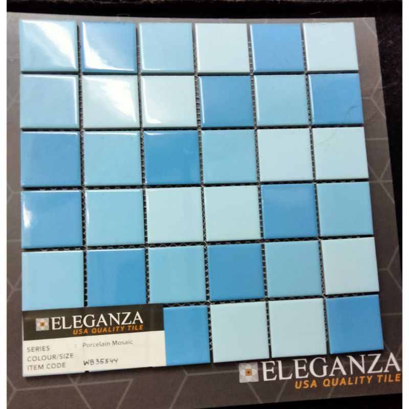 Mozaik Keramik Kolam Renang UK 5 cm Biru Muda