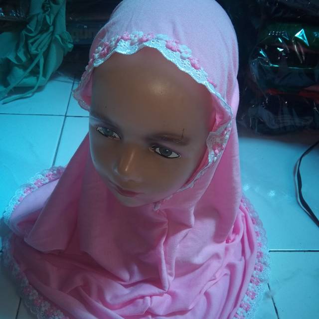 Kerudung jilbab hijab bergo anak instan renda melati