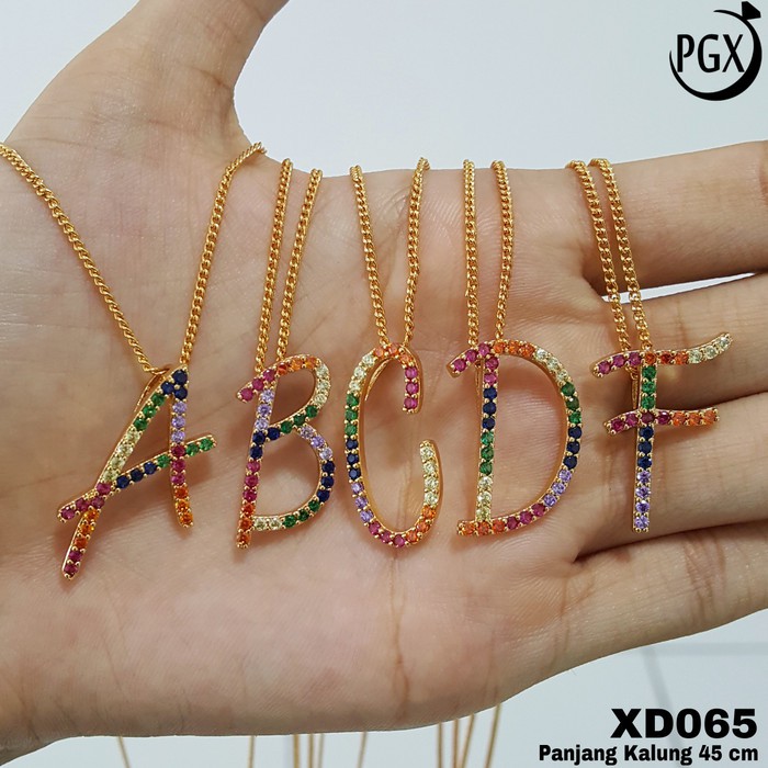 Kalung Huruf / Inisial Nama A - Z Perhiasan Xuping Lapis Emas XD065