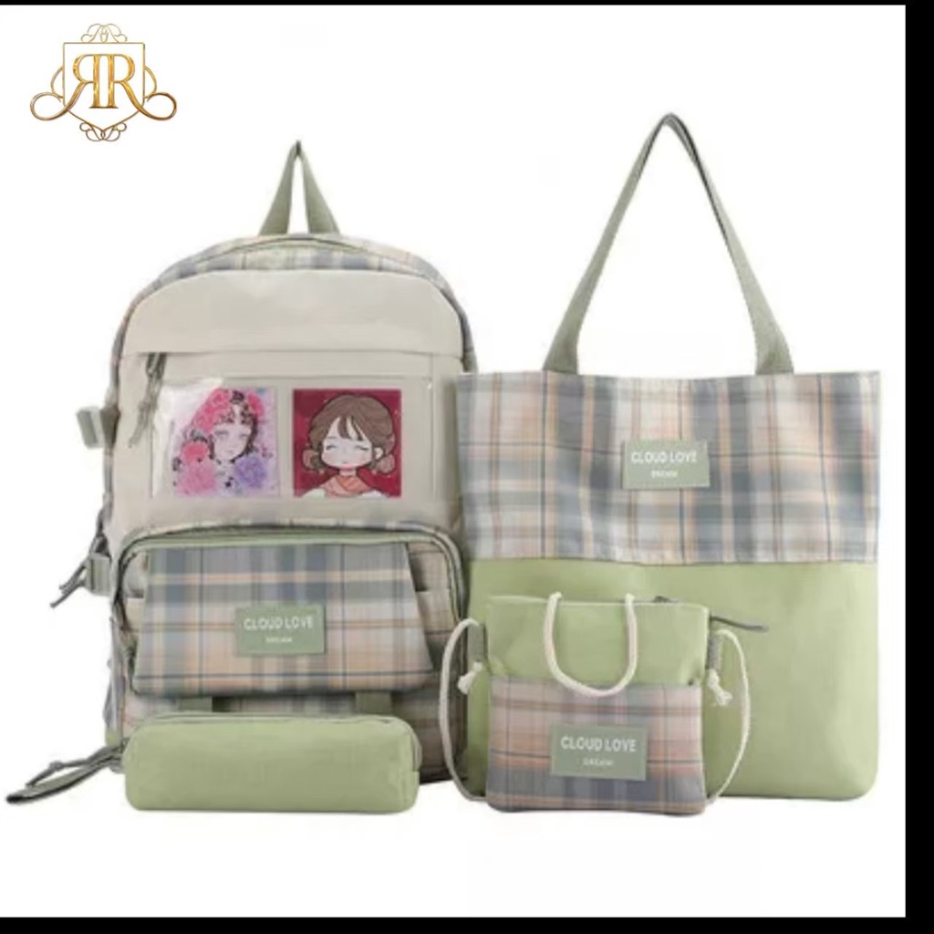 TS STORE-PROMO TERMURAH TAS RANSEL SEKOLAH SD SMP SMK ANAK PEREMPUAN GAMBAR LUCU AJAIB BAHAN KAIN SPONGE TAHAN 4 IN 1