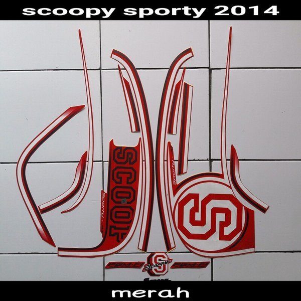 stiker motor scoopy sporty 2014 merah