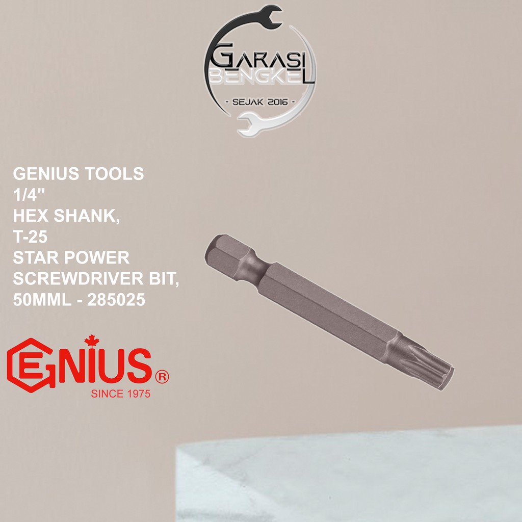 Genius Tools 1/4" Star Screwdriver Bit T25 Mata Obeng Bintang 50mm