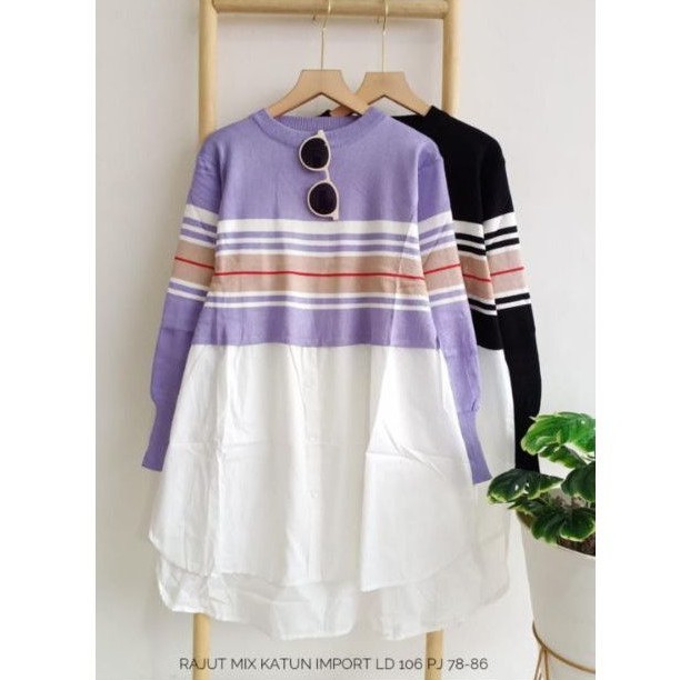 Blouse rajut mix katun import ld 106 cm