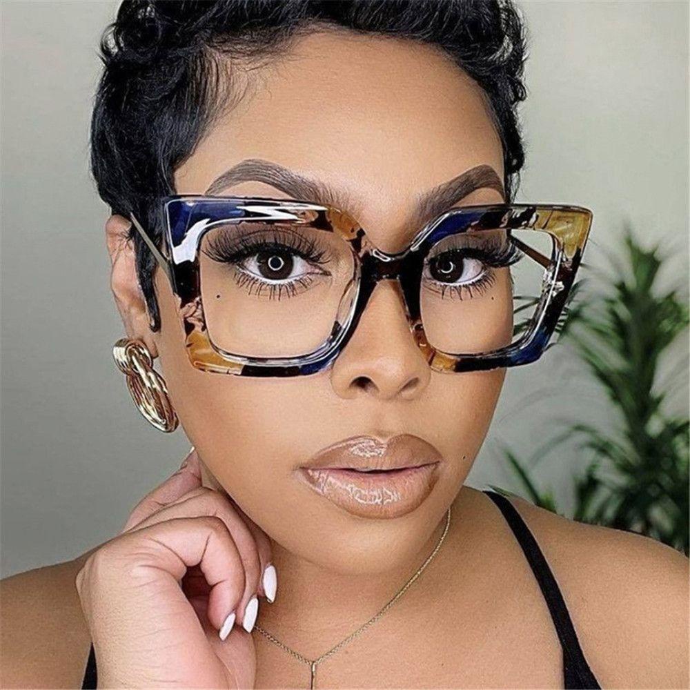 Lily Square Kacamata Wanita Kecantikan Oversized Female Spectacles Vintage Sunglasses Frame