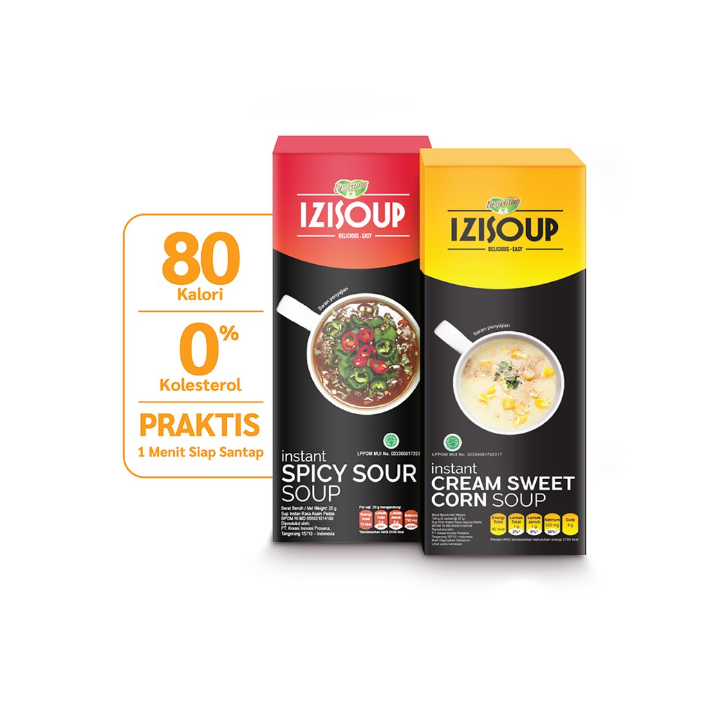 

IZISOUP Instant Spicy Sour Soup + Cream Sweet Corn Soup Box