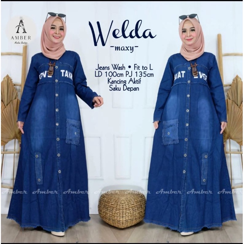 GAMIS JEANS TERBARU 2022 UNTUK WANITA MUSLIMAH DEWASA  BAJU MAXY  KEKINIAN  MODIS DAN TERPOPULER DEN