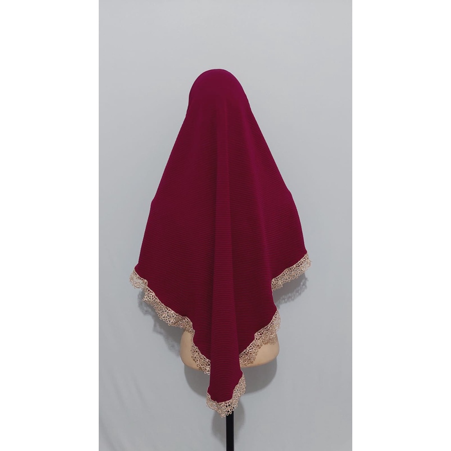 Jilbab Prisket Renda Prada  Keliling Jersy Terbaru 2022-PINK UNGU