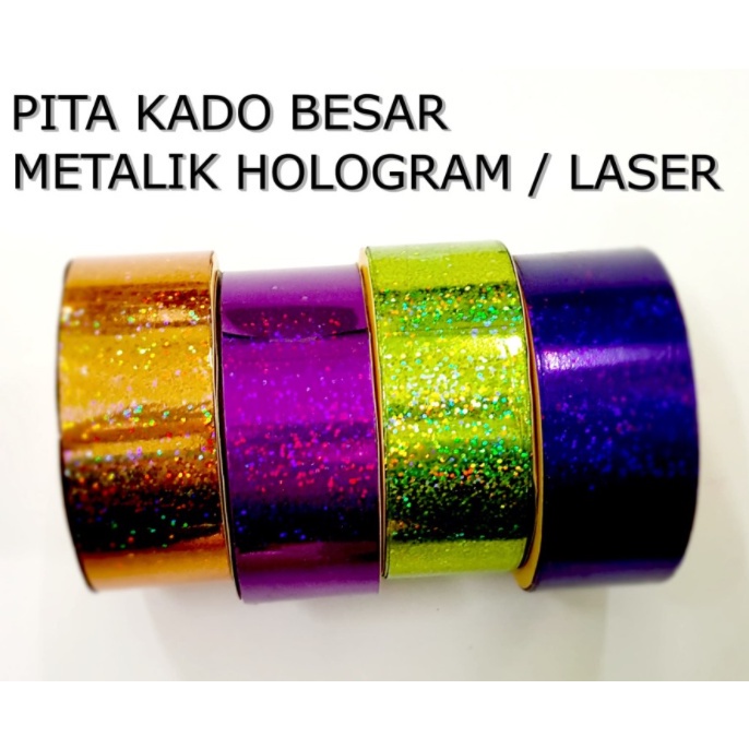 Pita Kado 4cm RIBBON Metalik Hologram Laser Jepang Plastik Kertas Warna Warni Gift Hadiah Parcel Parsel Ulang Tahun Anniversary Birthday Party Wisuda Graduate Bouquete Bucket Pesta Prakarya Kerajinan Craft Crafting Art Seni Ikat Grosir Prakarya Malang