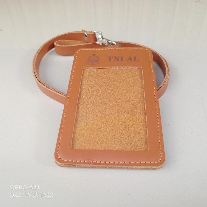 

Buruan Tali Gantungan Name Tag Id Card Kulit Asli Logo Tni Al Trendi