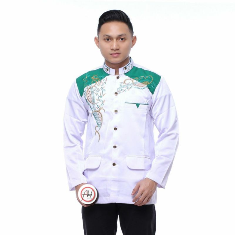 JAS KOKO PRIA DEWASA LENGAN PANJANG BAJU KOKO UKURAN M L XL BORDIR WARNA HIJAU PUTIH MUDA TUA TOSCA