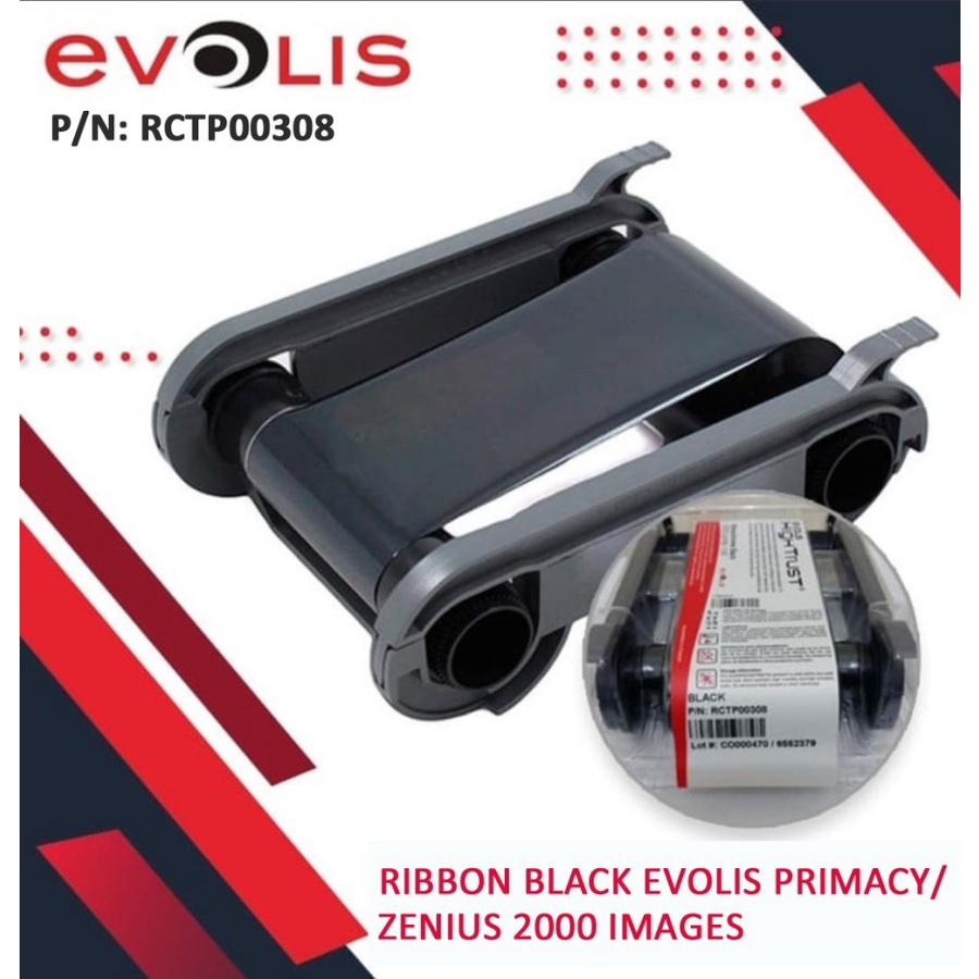 RIBBON EVOLIS PRIMACY 308 MONOCHROME BLACK 2000 SISI | PN : RCTP00308