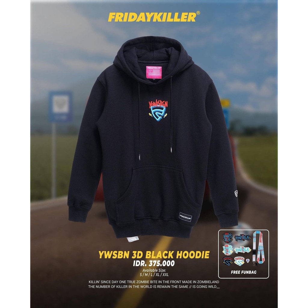 Hoodie FRIDAY KILLER X YOWISBEN "YWSBN 3D BLACK" fridaykiller_store