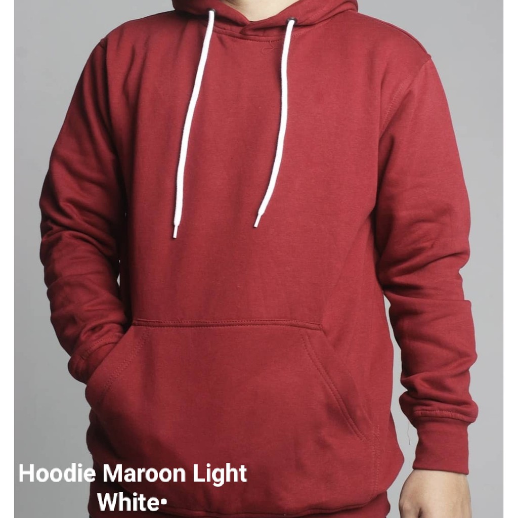 HOODIE MAROON WHITE // MERAH TUA MURAH POLOS SWEATER SWEETER OVERSIZE ZIPPER HODIE HODI JAKET