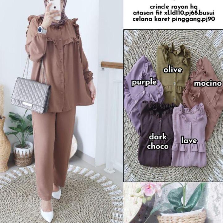 MILLY SET | SETELAN KRINKLE | SETELAN KEKINIAN | SETELAN KRINKLE LENGAN PANJANG | SETELAN CANDY LADY