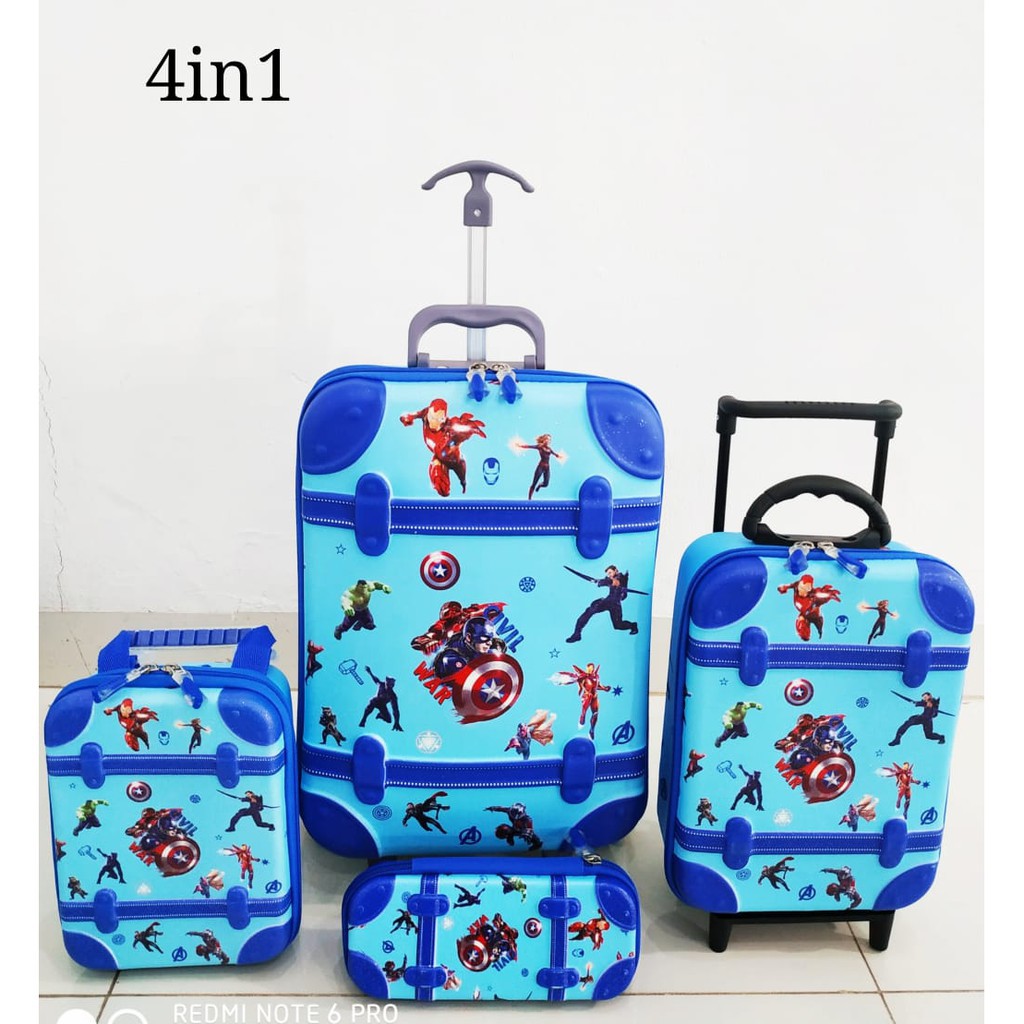(RK)Tas Troli Anak Laki Laki SD Avenger Biru 6 Roda / Tas Trolley Anak/ Tas Roda Anak/ Tas Dorong