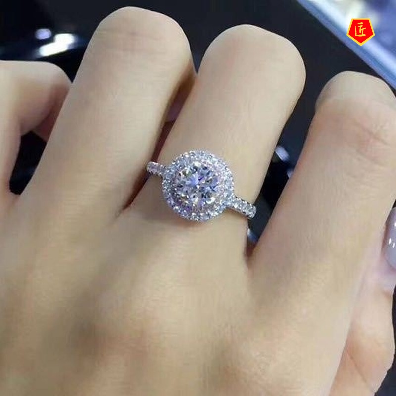 [Ready Stock]Two-Tone Full Diamond Moissanite Open Ring