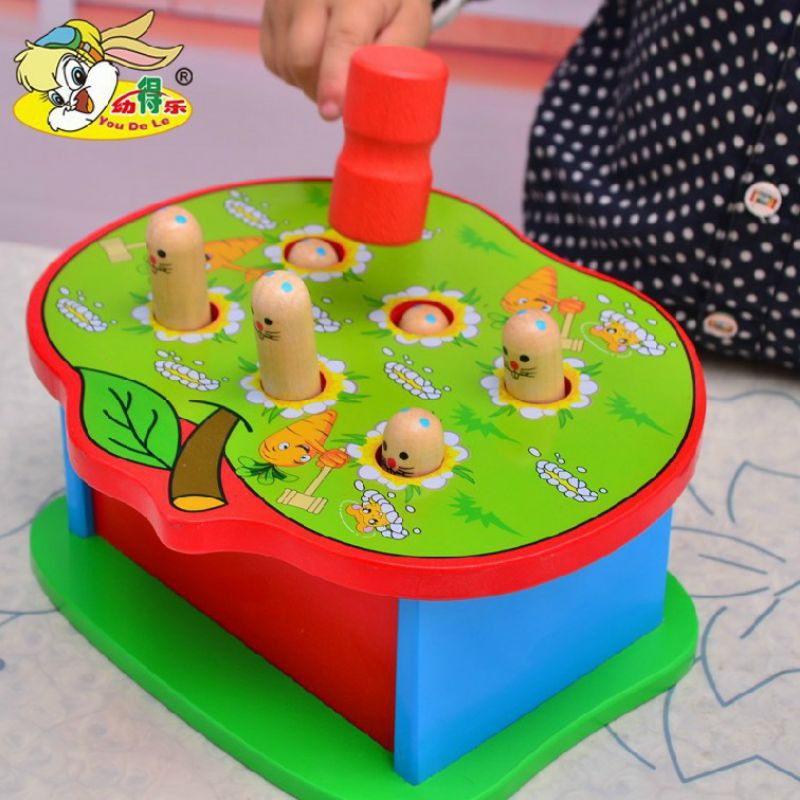 MAINAN EDUKASI PEMUKUL HAMSTER / WOODEN TOY APLLE PLAY HAMSTER / WHACK MOLE