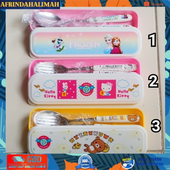 

[TERBARU] sendok garpu stainless steel set bekal anak sekolah piknik